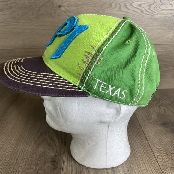 SP1 Raised Patch Blue Letters Ball Cap Green Adj Snapback Embroidery Texas - Picture 5 of 10
